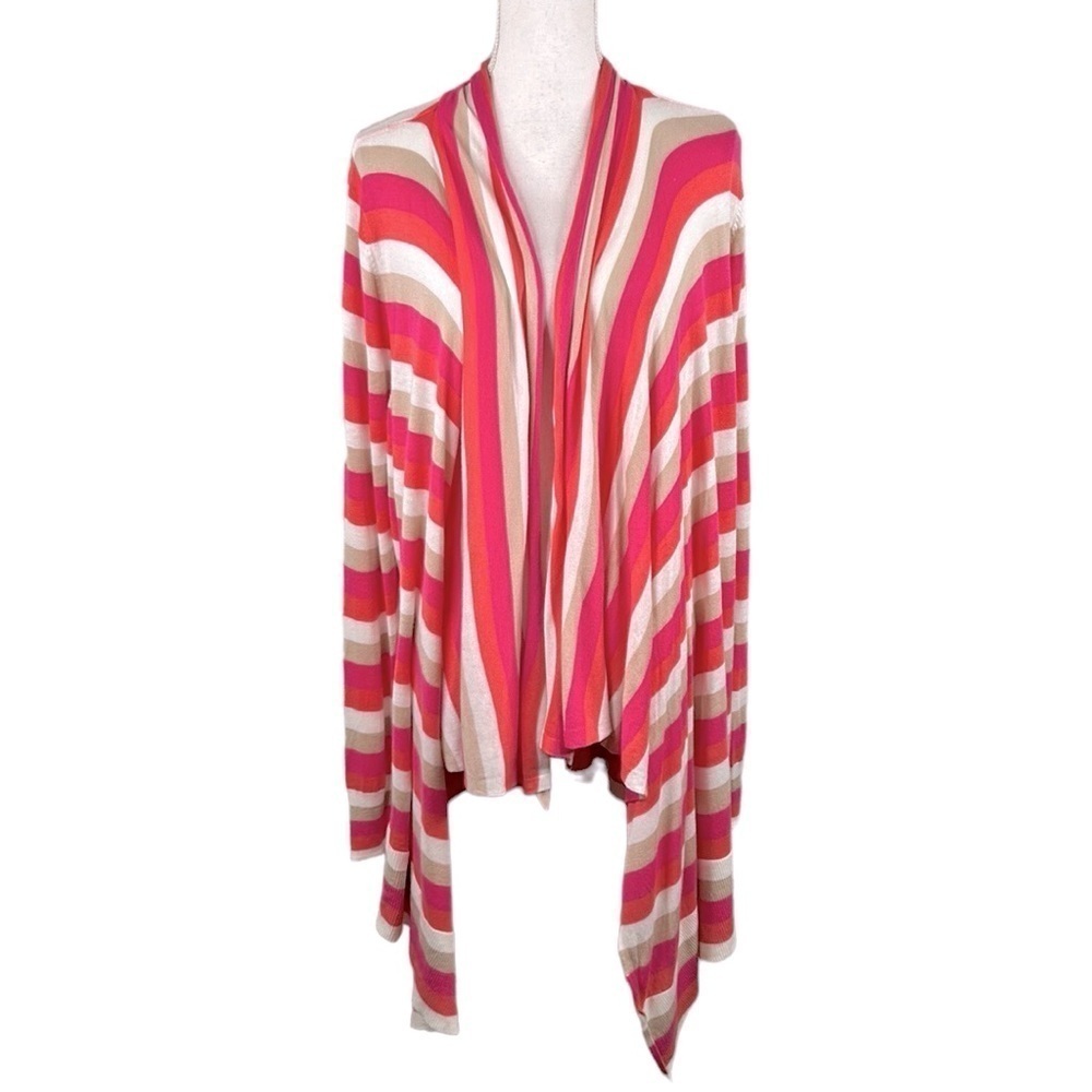 Lane Bryant Pink Orange Tan Knit Open Cardigan Size 18/20